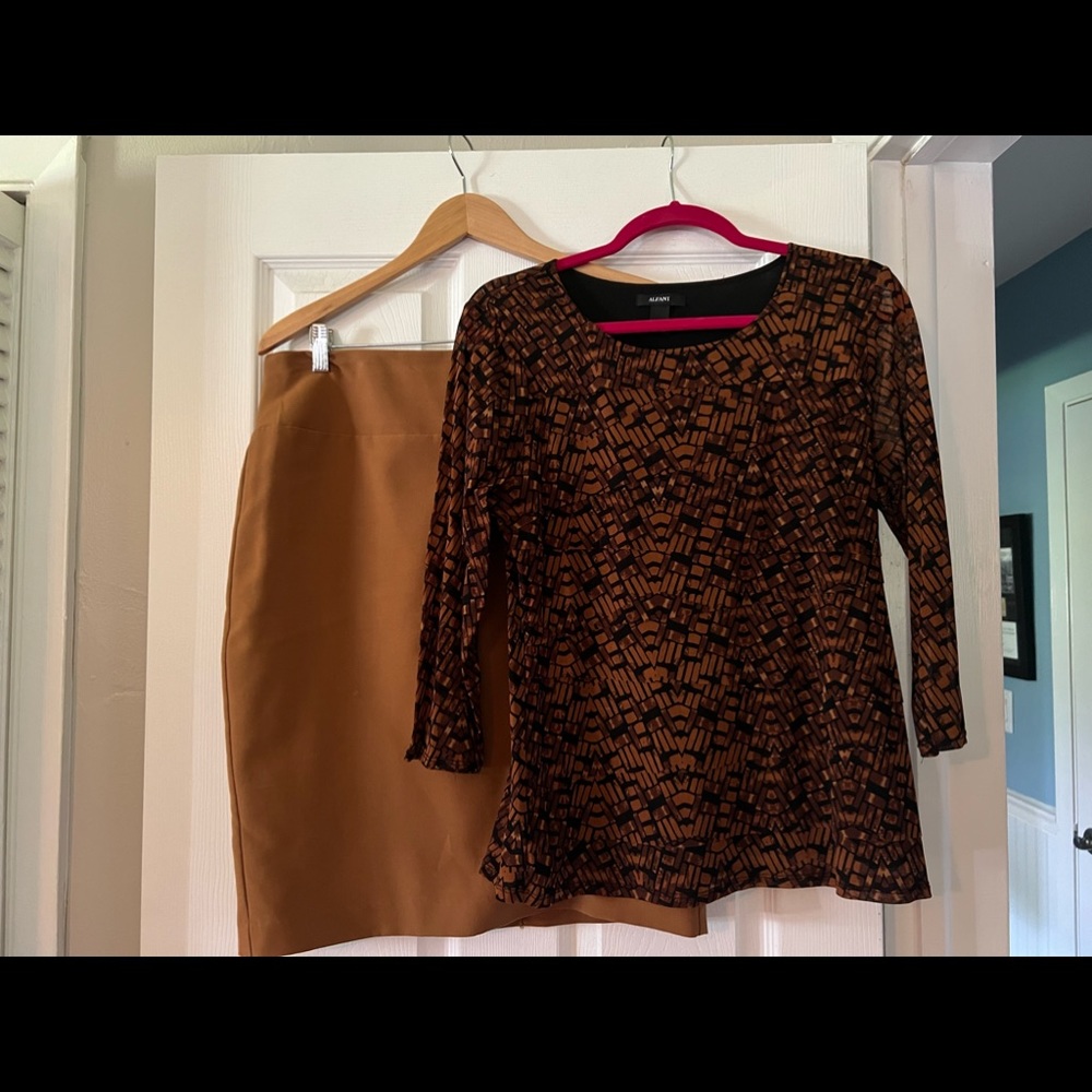 Alfani skirt & blouse- sold as set. Skirt is size 10 and top is large
